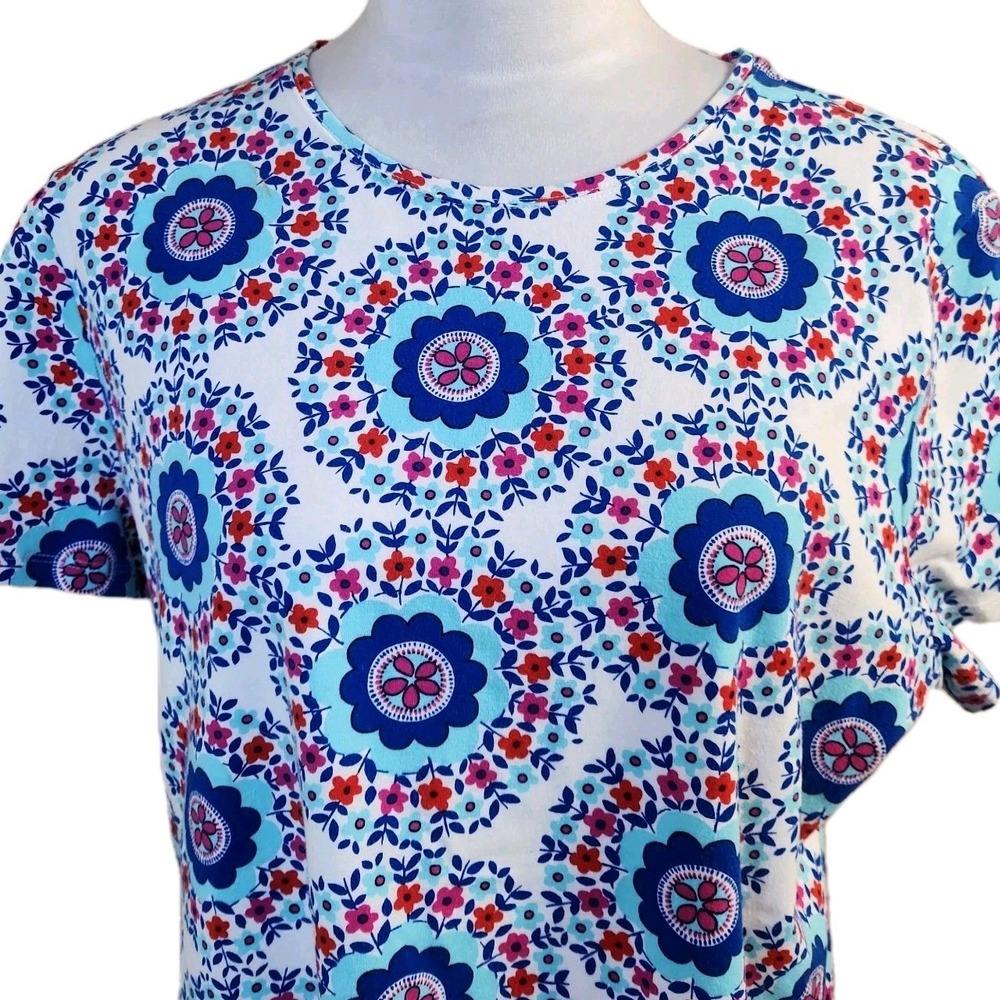 Talbots Geo Print Comfort Tee‎ Top Womens Sz XL Colorful Stretch Pullover Tshirt